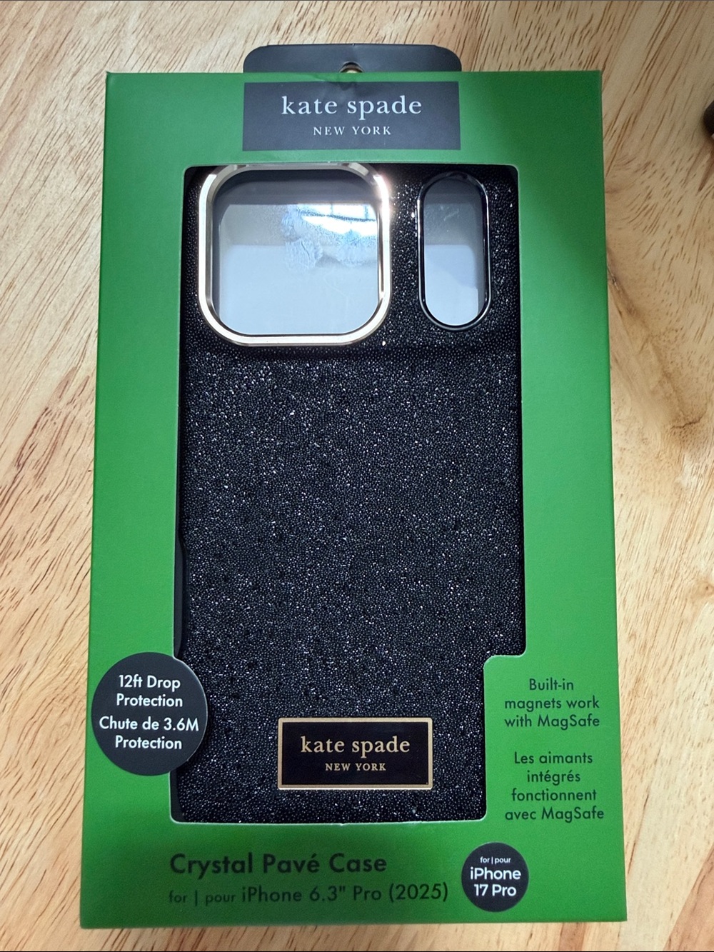 kate spade Black Crystal Pavé iPhone Case with Gold Trim